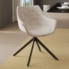 LeisureMod Markley Leather Dining Chair with 360-Degree Swivel Armchair and Powder-Coated Iron Legs Set of 2 - 2 of 4
