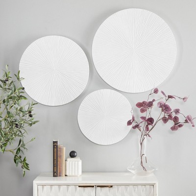 Set of 3 Wood Plate Carved Radial Wall Decors - CosmoLiving by Cosmopolitan