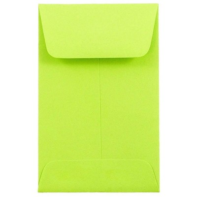 JAM Paper #1 Coin Business Colored Envelopes 2.25 x 3.5 Ultra Lime Green 352827826