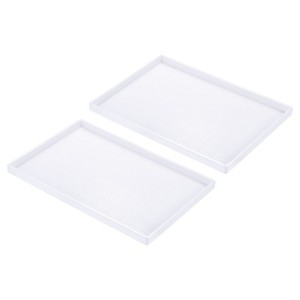 Unique Bargains Rectangular Plastic Reusable Fast Food Serving Tray 2 Pcs - 1 of 4