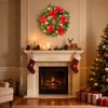 24-Inch Pre-Lit Christmas Wreath with Warm White LED Lights, Frosted Pine Cones, Indoor Outdoor Holiday Door Decor - 2 of 4