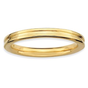 Black Bow Jewelry 2.25mm Stackable 14K Yellow Gold Plated Silver Grooved Band - 1 of 4