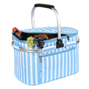 Tirrinia Large Insulated Picnic Basket, 34L Water Resistant & Leakproof Collapsible Portable Cooler Basket Set, with Free Foldable Grocery Bag - 1 of 4