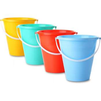 Top Race 5'' Beach Pails Sand Buckets and Shovels - 6 Pack