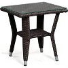 Balkene Home 63362 Miles Conversation Wicker Set Dark Brown Outdoor Bistro Set with 2 Chairs & End Table with Glass Top - Mocha Finsh - 3 Piece Set - 3 of 4