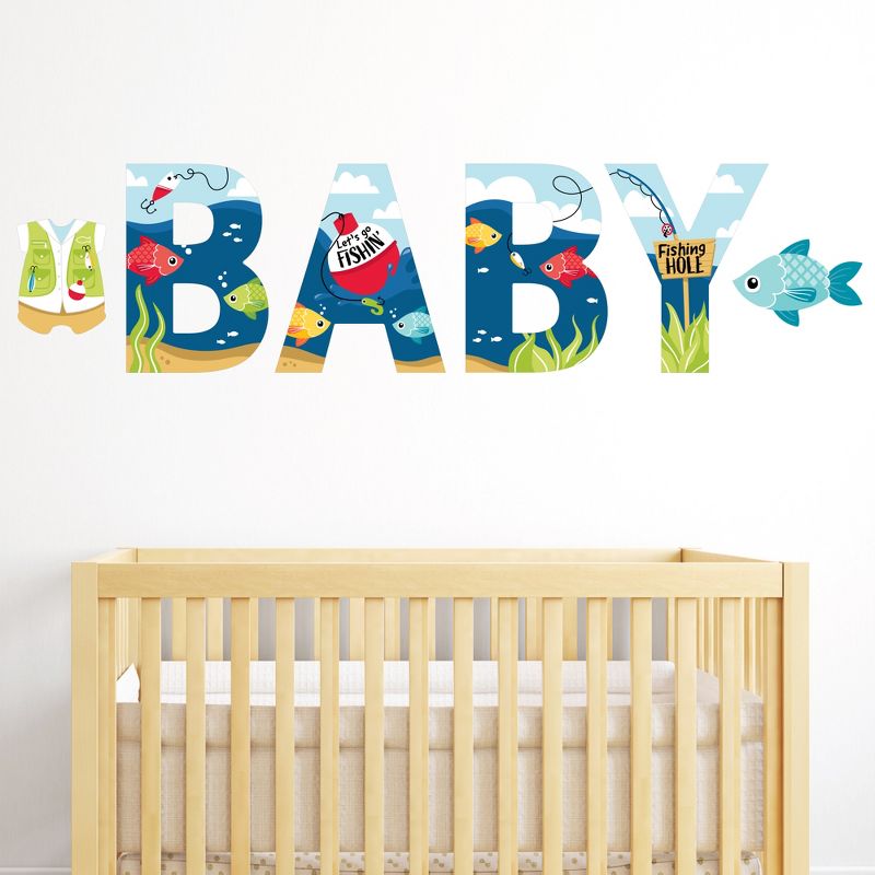 Big Dot of Happiness Let's Go Fishing - Peel and Stick Fish Themed Baby Shower Standard Banner Wall Decals - Baby, 2 of 9