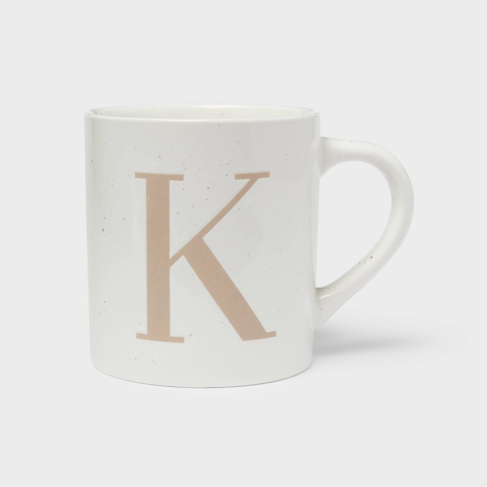 16oz Stoneware Monogram Mug K - Threshold