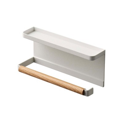 White Steel and Wood Magnetic Entryway Organizer