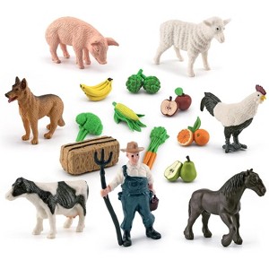 16-Piece Small Farm Animal Barn Playset, Animal Figurines & Cake Topper for Toddlers 1-3 - 1 of 4