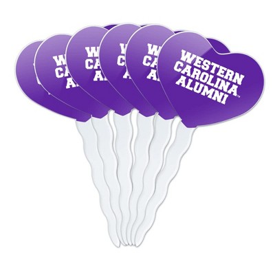 Western Carolina Alumni Heart Love Cupcake Picks Toppers Decoration Set of 6