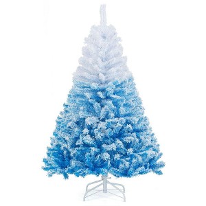 Resenkos 2025 5-Ft Artificial Christmas Tree with 456 Tips and Metal Stand - White/Blue - 1 of 4