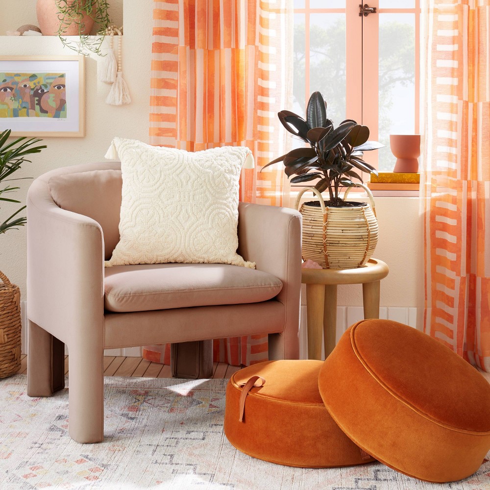 Photos - Pouffe / Bench Olivia Round Pouf Rust - Opalhouse™ designed with Jungalow™: Upholstered Footrest, No Assembly Required