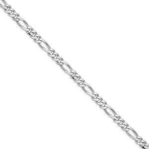 Black Bow Jewelry Mens 7.75mm Rhodium Plated Sterling Silver Solid Figaro Chain Necklace - 1 of 4