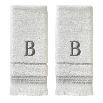 SKL Home By Saturday Knight Ltd Casual Monogram Hand Towel Set A - 2-Count - 16X26", White