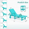 Patio Chaise Lounge Chair Outdoor, HDPS Material, Outdoor Pool Lounge Chairs with 5-Position Backrest, with Wheels for Outside, Poolside, Beach - 2 of 4