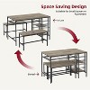 4-Piece Dining Table Set with 2 Benches, Wine Rack & Storage Shelf, Kitchen Dining Room Table for Small Spaces - 3 of 4