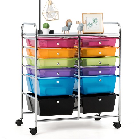 Iris Drawer Storage Cart With Organizer Top Black : Target