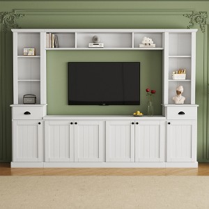 Whisen Ample Storage Space TV Stand with Adjustable Shelves, Wall Unit Set with Bridge for TVs Up to 75'' - 1 of 4