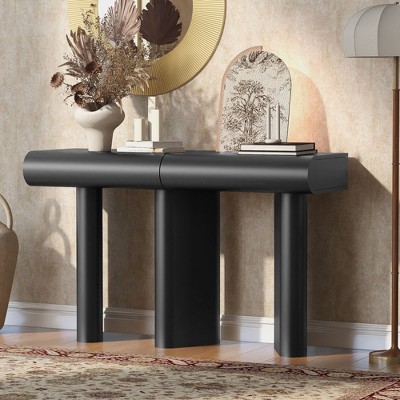 NicBex 47.6" Modern Console Table with 2 Curved Drawers, Painted Entryway Table with Geometric Legs, Narrow Sofa Table for Living Room, Entryway