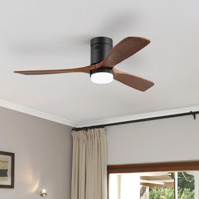 Walnut Wood Ceiling Fans with Lights and Remote Noiseless Reversible DC Motor 3 Blades for Farmhouse Patio Living Room Bedroom Office Indoor Outdoor