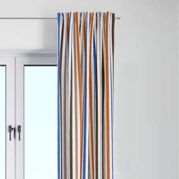 Bacati - Mod Sports Stripes Cotton Printed Single Window Curtain Panel