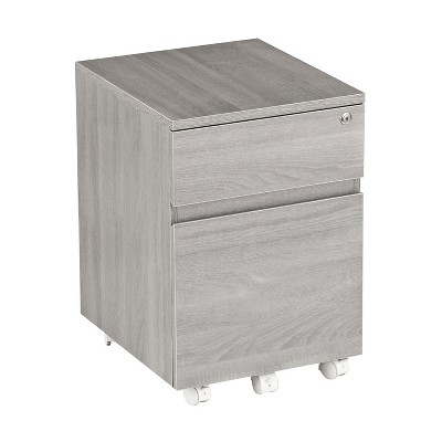 NicBex Modern File Cabinet with Lock,Vertical Wood Filing Cabinets with 2 Drawers,Office Cabinet for Home, Office,Gray/Black/Light Gray