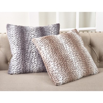 Gray Faux Fur Euro Throw Pillow Cover