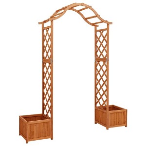 VidaXL Garden Arch with Planters, Arch Trellis, Wooden Pergola, for Climbing Plants Weddings Parties - 1 of 4