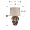 Possini Euro Design Buckhead Modern Table Lamp 28" Tall Warm Bronze Brown Geometric Fabric Drum Shade for Bedroom Living Room Bedside Nightstand - 4 of 4