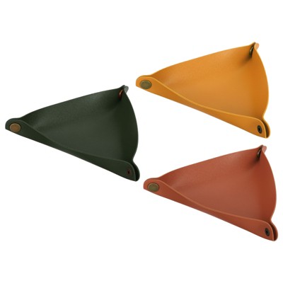 Unique Bargains Decorative Foldable Storage Leather Dice Tray 3 Pcs 3 Colors