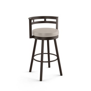 Amisco Render Upholstered Counter Height Barstool Cream/Dark Brown: Faux Leather, Steel Frame, 26" Seat - 1 of 4