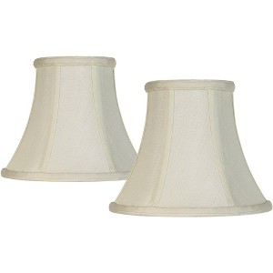 Imperial Shade Set of 2 Bell Lamp Shades Cream Medium 4.5" Top x 8.5" Bottom x 7" High Spider Replacement Harp and Finial Fitting - 1 of 4