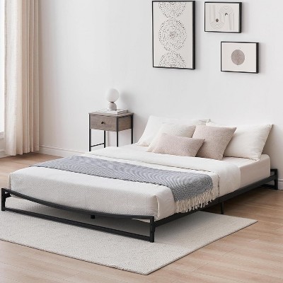 Homhougo Low Profile Queen Bed Frame, 6 Inch Heavy Duty Metal Queen Size Platform Bed Frame, Mattress Foundation with Steel Slat Support, Black