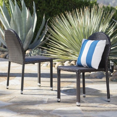 Aurora 2pk Wicker Stacking Chairs - Brown - Christopher Knight Home