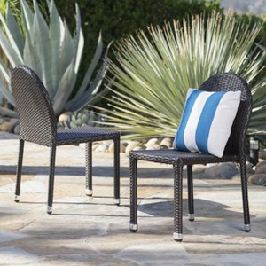 Aurora 2pk Wicker Stacking Chairs - Brown - Christopher Knight Home - 1 of 4