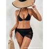 Womens Bikini Set With Skirt 3 Piece Swimsuits Halter Triangle Tie Side Bikini Bathing Suit With Cover Up Beach Skirt Black S - 2 of 4