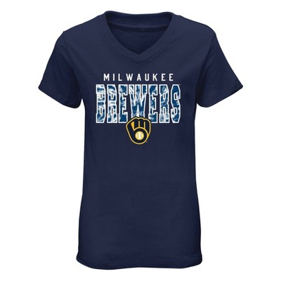 Mlb Milwaukee Brewers Girls' Henley Team Jersey : Target