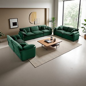 3-Piece Corduroy Sofa Set with Deep Seats & Pillows - 1 of 4