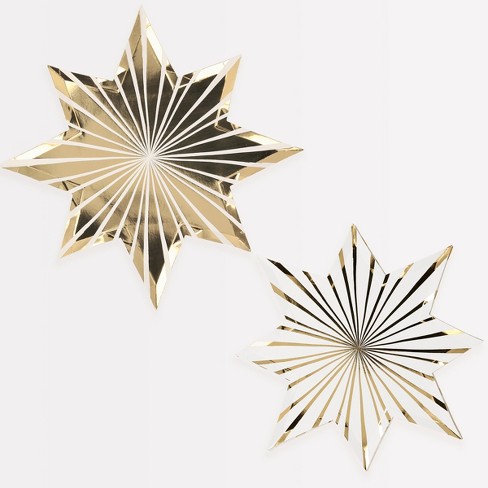 Die Cut with Gold Foil Details Meri Meri Jazzy Star Plates Pack of 8 in 8 Colors 