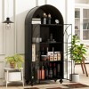 Modern Arched Storage Cabinet with Glass Doors,Open Display Bookcase for Living Room & Office-Tanpinhause - 3 of 4