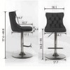 Set of 2 Black Swivel Velvet Barstools Adjusatble Seat Height from 25-33 Inch Chrome base Bar Stools with Backs - 3 of 4