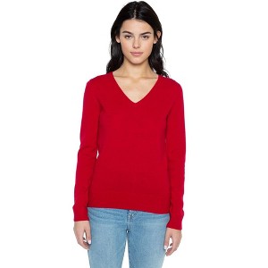 JENNIE LIU Women's 100% Pure Cashmere Long Sleeve Pullover V Neck Sweater - 1 of 4
