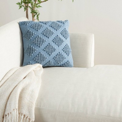 Ocean Blue Woven Diamonds 18" Square Throw Pillow