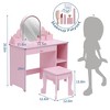 Girls Vanity with Lighted Mirror & Stool,Kids Vanity Makeup Desk with Wooden Makeup Playset,Adjustable LED Light - 4 of 4