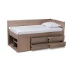 Twin 4 Drawer Levon Wood Storage Bed Antique Oak - Baxton Studio: MDF Frame, No Box Spring Needed - 2 of 4