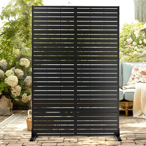 TUYOHW Metal Privacy Screen Outdoor, Decorative Privacy Panels, Freestanding Privacy Screen for Patio, Garden, Pool (White Square) - 1 of 4