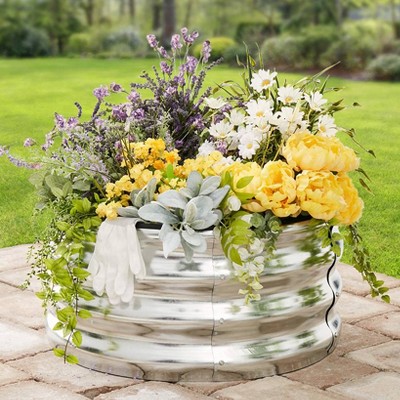 Round Galvanized Iron Raised Garden Bed Kit for Outdoor Use