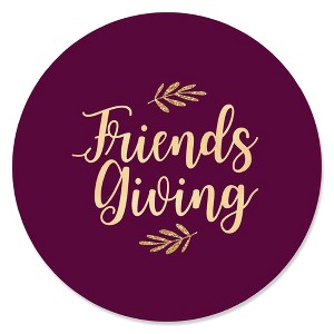 Big Dot of Happiness Elegant Thankful for Friends - Friendsgiving Thanksgiving Party Circle Sticker Labels - 24 Count - 1 of 4