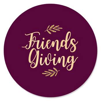 Big Dot of Happiness Elegant Thankful for Friends - Friendsgiving Thanksgiving Party Circle Sticker Labels - 24 Count