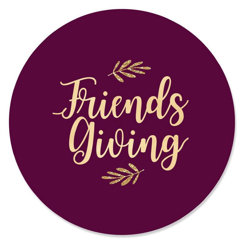 Big Dot of Happiness Elegant Thankful for Friends - Friendsgiving Thanksgiving Party Circle Sticker Labels - 24 Count, 1 of 5